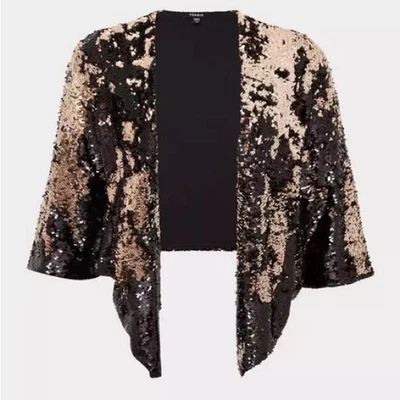 Torrid черный розового золота двухцветный блестки драпировки куртка размер 1 X / 2 X - Изображение 1 из 4