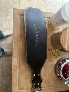 Harbinger Leather Black Gym Power Weight Lifting Back Belt Size Large - Picture 1 of 7