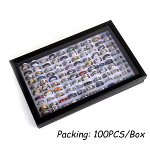 Edelstahl Ringe Modeschmuck Party Geschenk Eheringe Mix Stil 100PCS - Bild 1 von 6