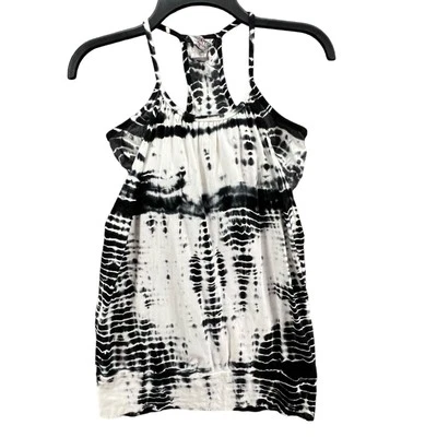 Hard Tail Forever Y2K Tank Top Small Black White Tie Dye Racerback Sporty Tennis - Image 1 of 4