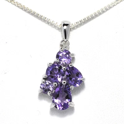 CIONDOLO IN ARGENTO 925 CON  AMETISTE VIOLA NATURALI - Immagine 1 di 4