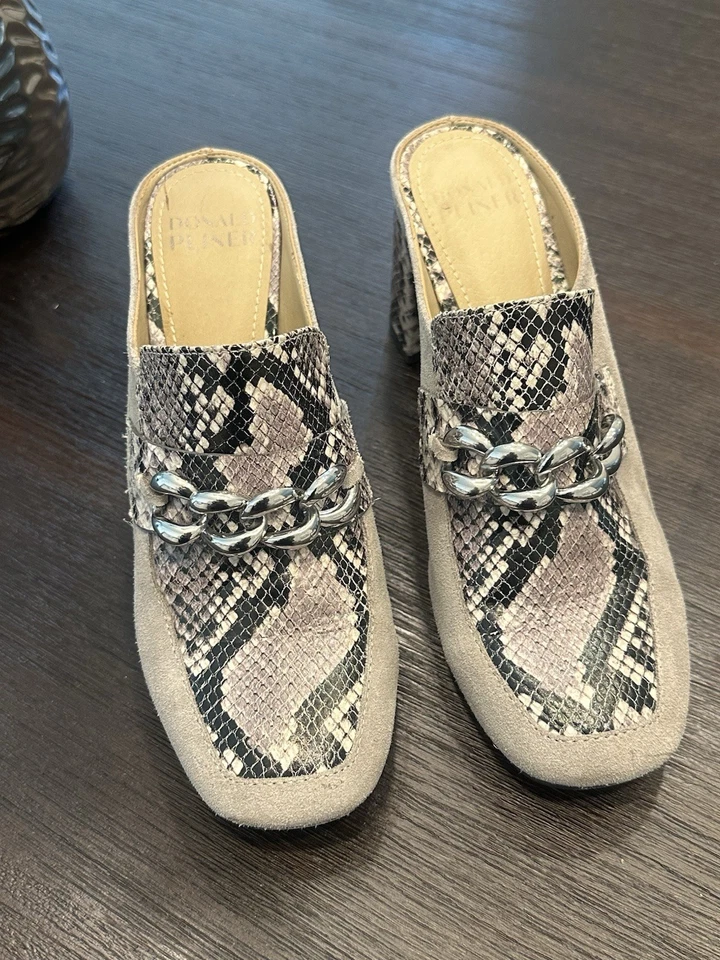 Donald J. Pliner Capa Pitón Serpiente Estampado Mules Mujer’s Tacones Talla 8.5 Foto 1 de 4