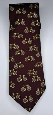 Bicicleta de diez velocidades Alynn 100 % seda "Bicicletas de carretera" marrón 57" X 4" corbata para el cuello  Foto 1 de 4