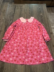 Stitchy Fish Hearts Dress Girl's Size 6 Long Sleeve Collar Pink Red - Picture 1 of 10