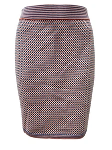 KING LOUIE Gr. M Damen ROck Blau Orange Weiß Strickrock Knielang - Picture 1 of 6