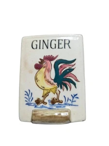 Vintage Keramik Gewürzglas Fliesen Etikett "Ingwer" Hahn Design Ersatzstück - Bild 1 von 6