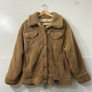 Ugg Women’s Frankie Sherpa Trucker Jacket Chestnut Size Large Minimalist Casual - Picture 1 of 12
