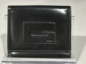 Vintage Gucci GG Logo Black Shiny Patent Leather Compact Wallet - Picture 1 of 17