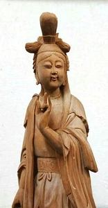 Tennyo Gott kleine Holzschnitzerei Statue 4,9 Zoll groß japanische Figur - Bild 1 von 12