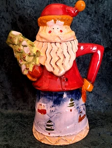 Bearded Santa Teapot - Snowy Hillside Night Scene - Christmas Tree - New, Unused - Picture 1 of 11