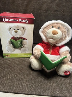 Cracker Barrel Holiday Fun ANIMATED STORY TELLING BEAR FOR PARTS/REPAIR READ - Image 1 of 4