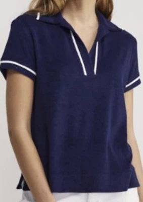 Camisa polo de tela de felpa pequeña Vineyard Vines azul marino toalla de playa Foto 1 de 4