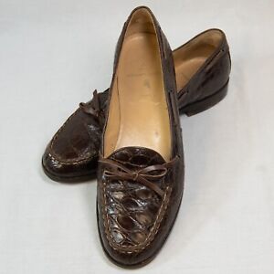 Vintage Men's Ralph Lauren Polo Brown Alligator Leather Tie Loafers Size 9.5D