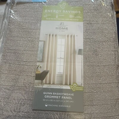 50 X 95 JCP Quinn Basketweave Blackout Grommet Window Curtain Panel  New - Image 1 of 4