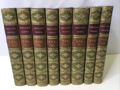 Charles Greville’s Memoirs Journal Set, 1875-1887 Half Leather Vols 1-8, Good - Image 1 of 4
