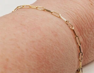 9CT GOLD BRACELET 7 inch SOLID PAPER CLIP CHAIN UK HALLMARKED 9 CARAT GOLD