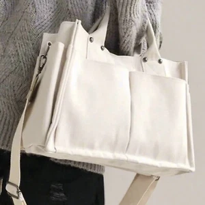 NWT Canvas Tote Bag for Women, Laptop Work Bags Crossbody BEIGE - Picture 1 of 11
