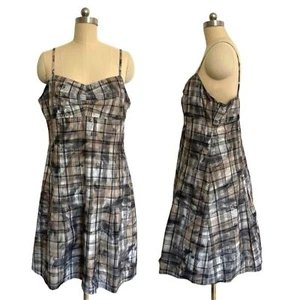 Peruvian Connection check plaid Brigitte Slip a-line lined dress 14 plus XL - Picture 1 of 10