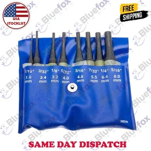 8 Pcs Hardened Tool Steel Pin Punch Set in Pouch Rifle Gunsmithing Jewelers 4" - Picture 1 of 4