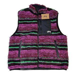 Stüssy Striped Sherpa Fleece Vest, Multiple Sizes Available - Picture 1 of 3