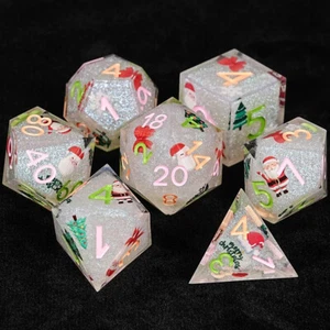 Resin DND Dice Set 7pcs Poly Polyhedral Die Dungeons and Dragons RPG Santa Claus - Picture 1 of 6
