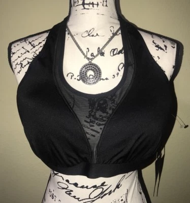 Sujetador deportivo deportivo deportivo trasero corredor panel malla negro loto rosa movimiento PL talla XL Foto 1 de 4