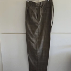 Roma Torino Vintage mens pleated trousers,olive/gold/grey plaid with cuffs. NWOT - Picture 1 of 10