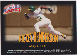 1997 Fleer Million Dollar Moments #24 Rickey Henderson Oakland Athletics HOF