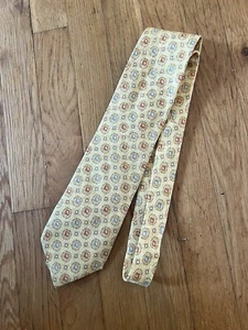 Ermenegildo Zegna Disegno Esclusivo Tie Silk Geometric Gold 57"x4" - Picture 1 of 5