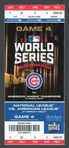 2016 World Series Spiel 4 vollständiges Ticket Wrigley Field Chicago Cubs Cleveland Indianer - Bild 1 von 2
