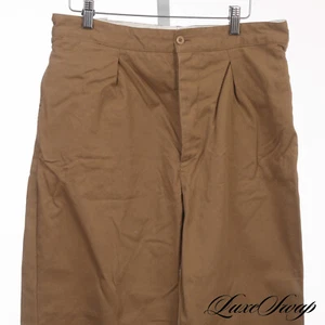 Pantaloni chino Casatlantic Made in Casablanca marroni pesanti twill pieghettati linguetta laterale 34 - Foto 1 di 7