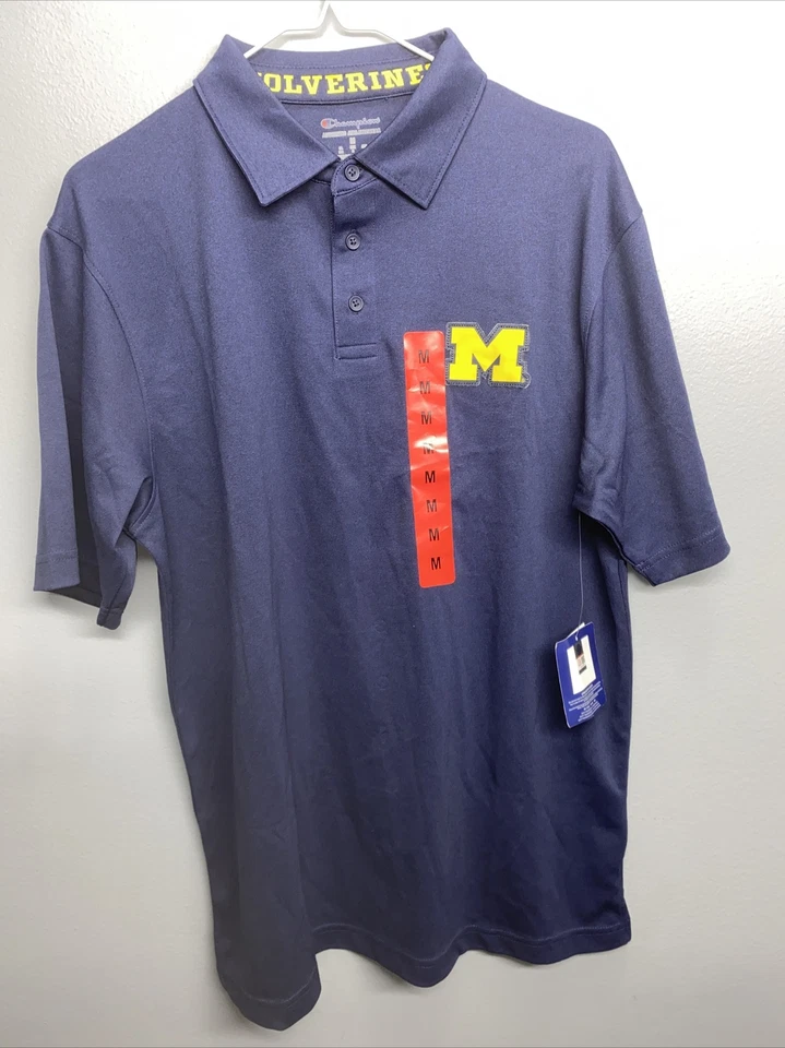 Mens University of Michigan Wolverines NAVY Polo XLarge Champion Brand. No Tag