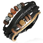 Zense - Wrap rope beads charm karma adjustable leather bracelet for men ZB0106