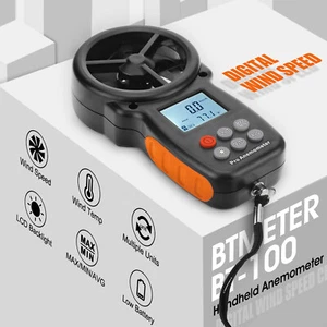BTMETER Digital Anemometer Windmesser Tester Chill Windgeschwindigkeitsanzeige Temp & LCD - Bild 1 von 11