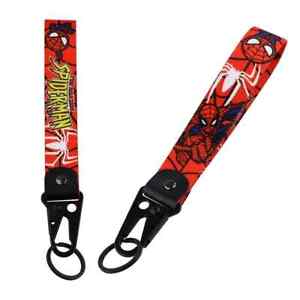 Spiderman Superhero Comic Movie Red Lanyard Wrist Strap Hook Key Tag Keychain