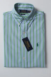 Ralph Lauren Men's Slim Fit Striped Long Sleeve Shirt Colour Blue/Green - Picture 1 of 11