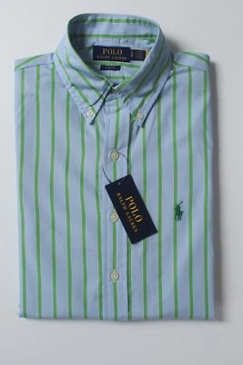 Ralph Lauren Men's Slim Fit Striped Long Sleeve Shirt Colour Blue/Green - Image 1 of 4