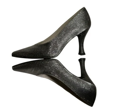 Tacones Stuart Weitzman Gris Plateado Brillante Talla 7B Excelente Estado Foto 1 de 4