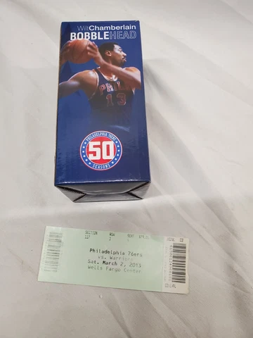 Wilt Chamberlain Philadelphia 76ers 50th Anniversary Bobblehead with Ticket Stub Cover