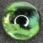 Contemporary Art Glass Marble 1.08" Green Swirl MIB Handmade Artist Signed Hider
