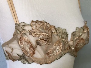 **32 C Simone Perele Demi embroidered sheer cups Underwire Bra made in FRANCE - Picture 1 of 12