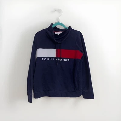 Tommy Hilfiger Mujer Capucha Cuello Sudadera Mediana Años 90 Logo Pullover De Colección Y2K Foto 1 de 4