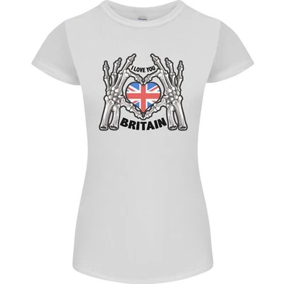 I Love You Great Britain Union Jack Flag UK Womens Petite Cut T-Shirt - Image 1 of 4