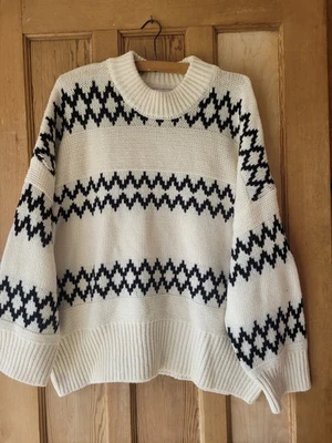 New Reiss Wool-Blend Fair Isle Pattern Jumper Sz Large - Image 1 of 4