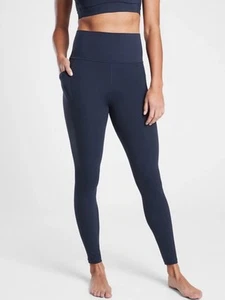 Leggings ajustados tiro alto Athleta XS Salutation Stash COMPLETOS bolsillos azul marino ¡Nuevos! - Imagen 1 de 4