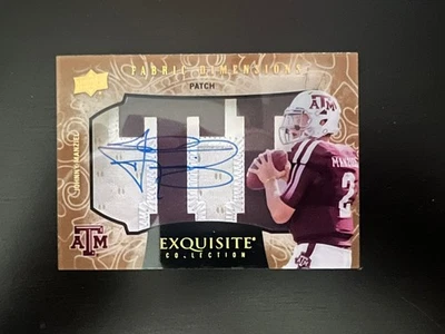 2014 UD Exquisite Fabric Dimensions RC Patch Auto JOHNNY MANZIEL Texas A&M Logo  - Image 1 of 2