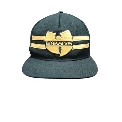 Rare Marvel Wu-Tang Wakanda Hat Cap Snap Back Black Gold Embroidered One Size - Image 1 of 4