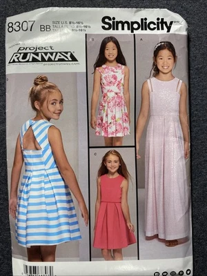 Girls Project Runway Dress Sewing Pattern Size 8 - 16 SIMPLICITY 8307 - Image 1 of 4