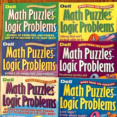 Dell Math Puzzles and Logic Problems Books Year 2006 Lot of 6 Magazines UNUSED - Image 1 of 4