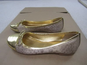 Tory Burch Shoes Womens 8.5 Gold Verbena Metallic Ballet Flats Slip On Casual - Picture 1 of 12